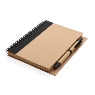 Cuaderno de espiral kraft con bolígrafo promocional